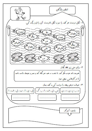 آزمون املای درس نهم (زیارت) و درس دهم (هنرمند) فارسی دوم دبستان - این ارزشیابی شامل املای دیکته ای، تشخیص شکل صحیح کلمات، نقطه گذاری برای جملات بی نقطه و مرتب کردن حروف به هم ریخته است.
