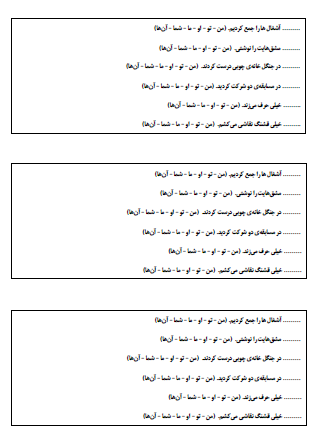 آزمونک‌های فارسی برگه‌های کوچکی هستند که می‌توانید برای ارزیابی سریع یادگیری دانش‌آموزان و همچنین کمک به تثبیت بهتر مطالب مربوط به واژه‌سازی و بیاموز و بگوی کتاب فارسی در زمان کوتاهی در کلاس در اختیار بچه‌ها قرار دهید.