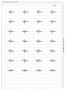 در نمونه آزمون تقسیم دو رقمی بر یک رقمی با پوشش تمام جدول ضرب تقسیم های چکشی طراحی شده است و یک ارزشیابی جامع از تقسیم چکشی دو رقمی بر یک رقمی است. این برگه مخصوص تمرین امتحان در منزل است.